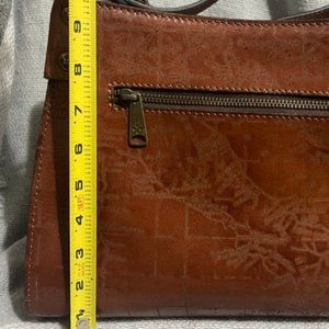 Patricia Nash Romina Handbag Vintage Laser Map Sienna Brown Tote with Wallet